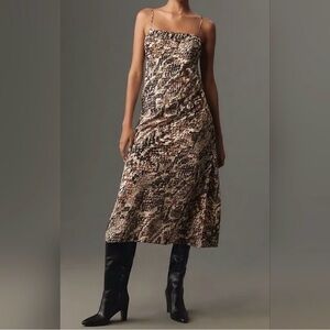 NWT Neutral Animal Print Motif Slip Dress